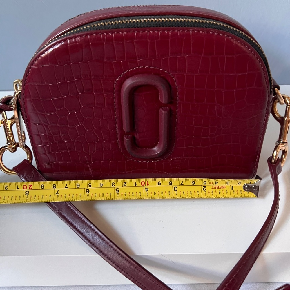Marc Jacobs Snapshot Croc Embossed Leather Crossbody Bag Red Gold Hardware - Picture 10 of 12